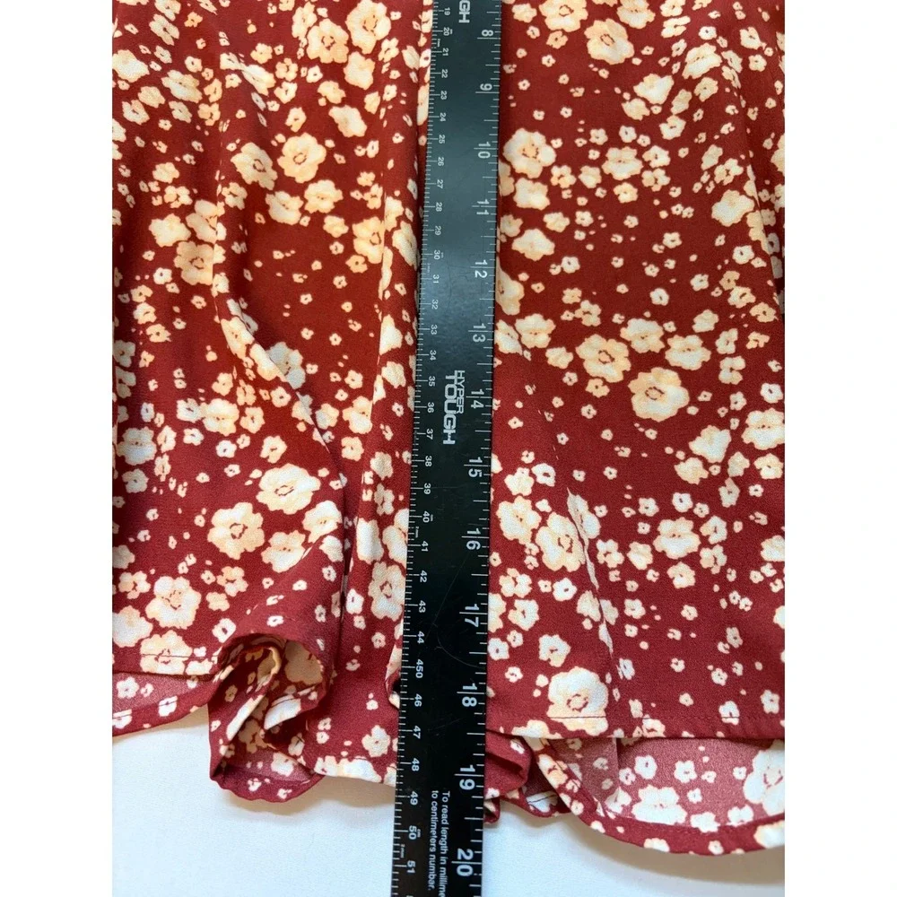 LC Lauren Conrad Floral 2 Piece Set Burgundy‎ Red Top and Skirt Med Large Ditsy